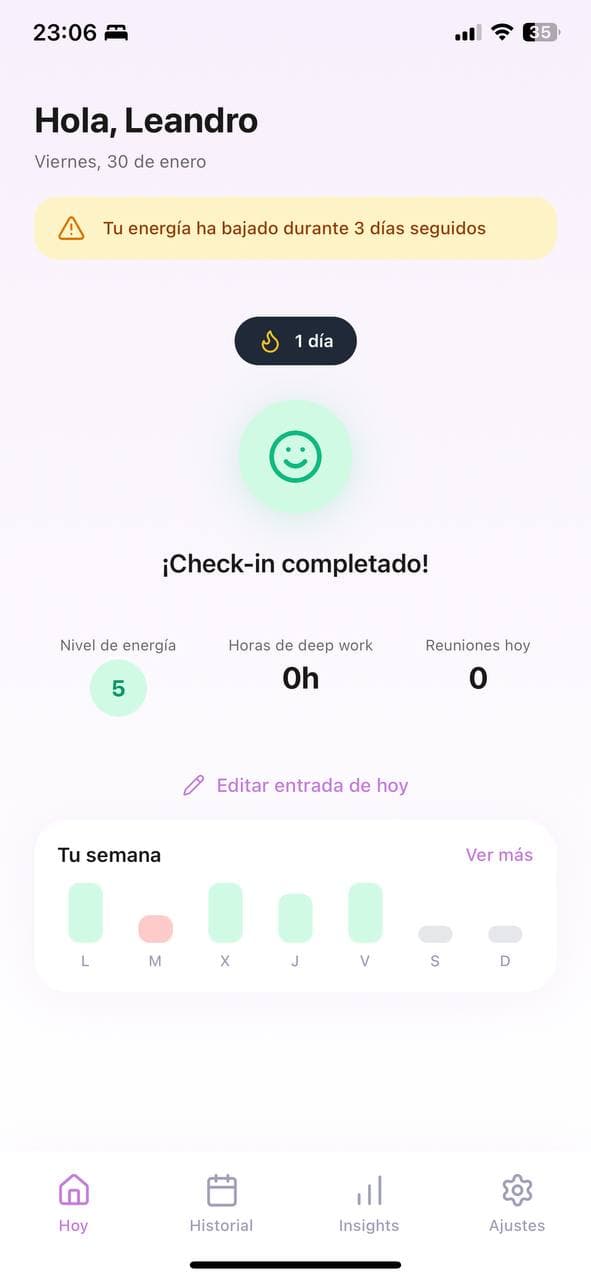 Pantalla de inicio